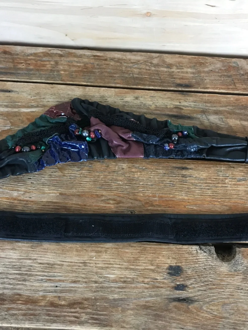 VTG Handmade? Leather Patchwork Statement Belt Wearable Art 80s RARE‎ OOAK